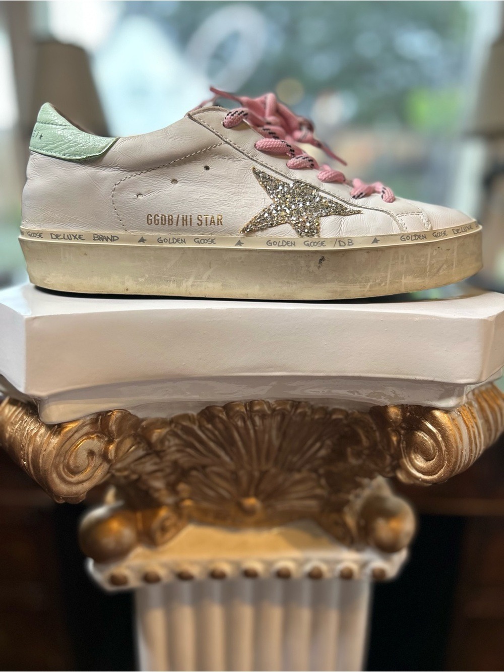 Golden Goose Hi Star Glitter Star Pink Laces Sneaker EU 38 - Picture 8 of 15